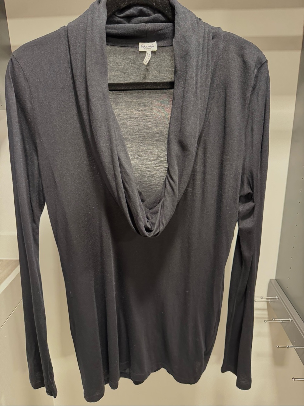 Splendid Black Long Sleeve Cowl Neck Top